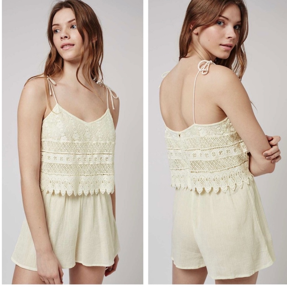Topshop Crochet Romper / Swimsuit cover up